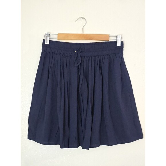 Mango Dresses & Skirts - MNG Mango Pleated A-Line Mini Skirt Womens Size Small Navy Blue Pockets